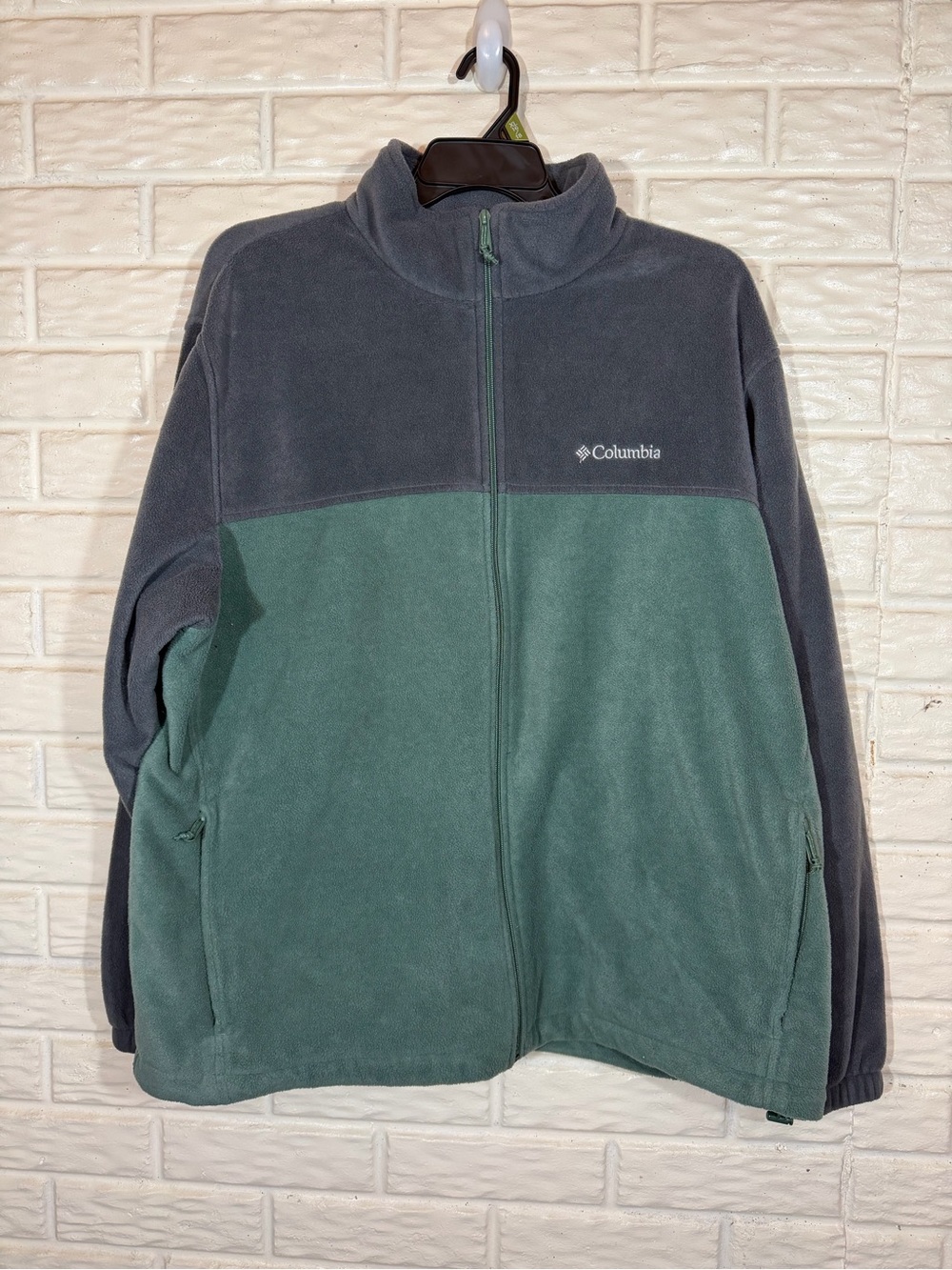 Columbia Men’s 3X Full Zip Fleece Jacket Gray Green Colorblock
